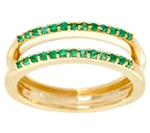 Affinity Green Emerald Ring Guard 14K Yellow Gold 0.15 cttw Size 8 J329460 QVC - Picture 1 of 5