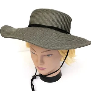 Tula Austin Texas Women's Wide Brim Sun Hat Braided Adustable Chin Strap Green - Picture 1 of 8