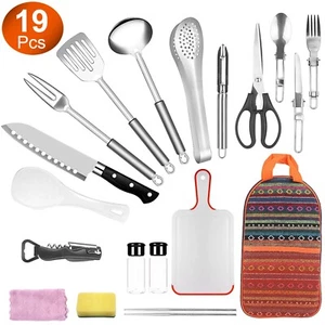 19PCS Camping Cooking Utensils Set Camp Kitchen Barbecue Portable Cookware Kits - Picture 1 of 12