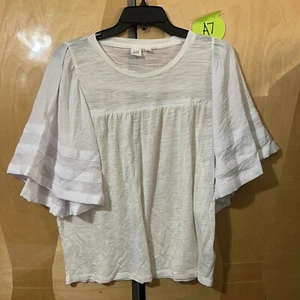 GAP Damen Bluse XS Extra Small weiß transparent durchsichtig leicht Flügelärmel - Bild 1 von 7