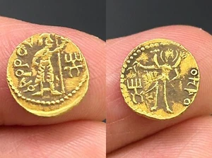 (0.99g)Authentic kushan Empire kanishka Ancient 18K Solid GOLD COIN Rare! #P33 - Picture 1 of 21