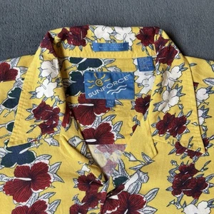 Camisa Hawaiana De Colección Sunforce Para Hombre 2XL Alta Amarilla Floral Horizontal Rayas Leis - Imagen 1 de 10