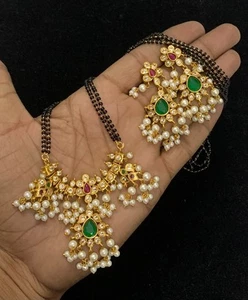 Indische Bollywood Braut Party Kleidung vergoldet Cz M.s Set Hochzeit Damen mn26 - Bild 1 von 5