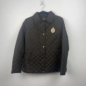 Cappotto medio trapuntato nero Lauren Ralph Lauren ricamo monogramma - Foto 1 di 13