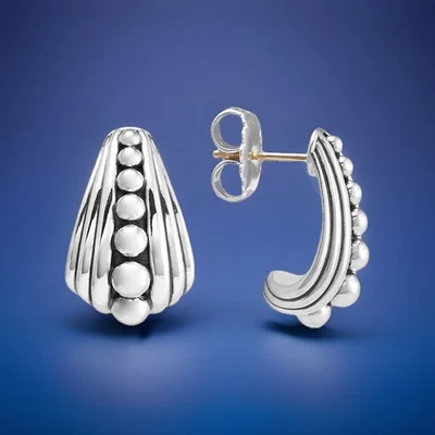 NWT LAGOS STERLING SILVER SMALL CAVIAR HOOP,EARRINGS 3/4” DROP - Image 1 of 4