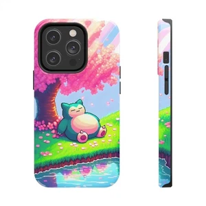 Snorlax Cherry Blossom Phone Case – Cozy Pokémon Pixel Art Aesthetic Cover - Picture 1 of 103