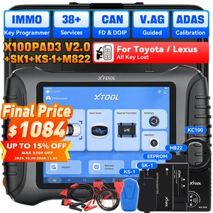 XTOOL X100 PAD3 V2.0 Auto Diagnostic Tool Scanner + SK1 KS-1 M822 Key Programmer - Imagen 1 de 24