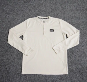 Realtree Henley Shirt Mens Large Waffle Knit Long Sleeve Light Beige Outdoor - Picture 1 of 10