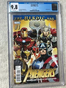 Avengers #1 The Heroic Age Marvel July 2010 cgc 9.8 Wh/Pgs PLUS N/M Free Reader - Picture 1 of 12