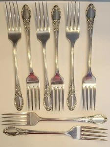 8 - Wm Rogers Silverplate Oneida Chatelaine  Parklane  Dowry 1957 Dinner Forks  - Picture 1 of 5