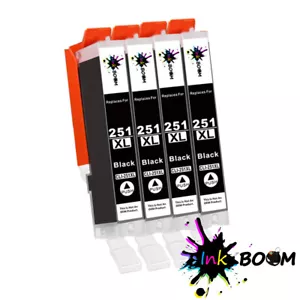 4 cartuchos de tinta negra para CLI-251 Pixma MG5620 MG5520 MG5420 MX922 - Imagen 1 de 1