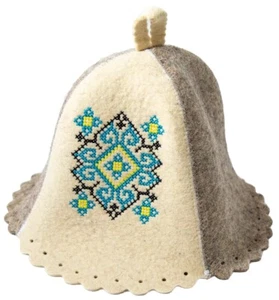 russian sauna hat wool ANYA woolen Vyshyvanka turquoise Woomen's Day Sale  - Imagen 1 de 6
