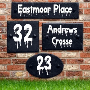 Slate House Sign Plaque Street Name Farmhouse Customised Garden Sign Plaque UK - Picture 1 of 15