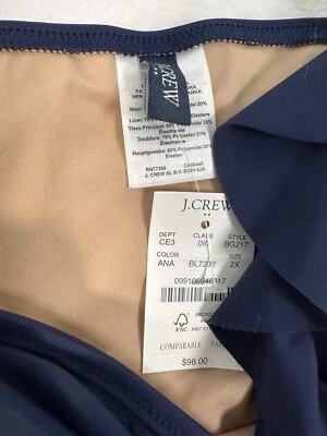 Nuevo Traje de Baño J Crew 2X Una Pieza Azul Marino Volantes Cuello en V Tazas Acolchadas Para Mujer Nuevo con Etiquetas Foto 1 de 4