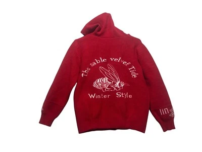 Raro Suéter Sudadera con Capucha Años 60 70 Estilo Japonés Rojo Talla M/L Hecho a Mano Botón a Presión Foto 1 de 4