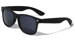 BLACK CLASSIC CASUAL SQUARE SUNGLASSES SPORT RETRO SOFT RUBBER SUPER DARK LENS - Picture 1 of 2