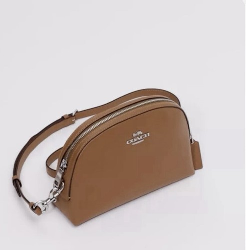 Borsa a tracolla Coach Madi in pelle marrone chiaro Nuova con etichette