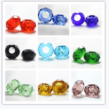 100pcs Glass European large hole Rondelle Beads Faceted Loose Spacer Charm14x8mm