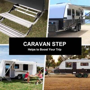 Led light double aluminium pull out caravan step - rv part accessories steps fan - Picture 1 of 12