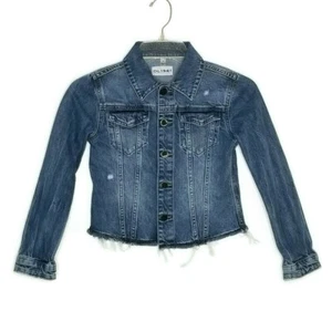Chaqueta de mezclilla DL1961 niñas mediana hombre recortada dobladillo crudo bolsillos - Imagen 1 de 5