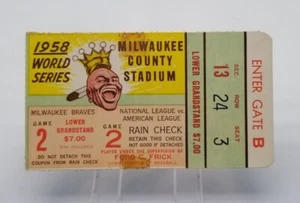 1958 MLB World Series BRAVES vs YANKEES Game 2 Ticket Stub - Mantle 2 Home Runs - Picture 1 of 8