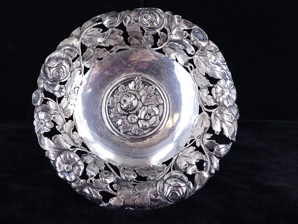 Antique Hanau 800 Silver Wolf & Knell Compotes Trinket Dish/ Tray Nouveau 1880's - Image 1 of 4