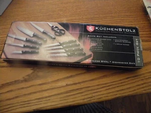 NIB KüchenStolz 10 Piece Steak Knife Set W/ Stainless Steel Blades MOLDED GRIPS - Picture 1 of 2