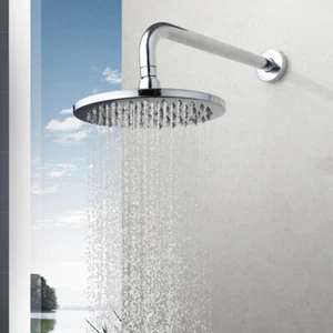 Grifo de ducha redondo de latón para baño de 8" con brazo de ducha de montaje en pared cromado - Imagen 1 de 7