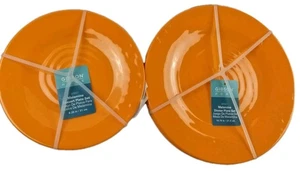 New Gibson Home Plate Lot Of 8 Orange Melamine Dessert Salad Dinner Halloween - Picture 1 of 8