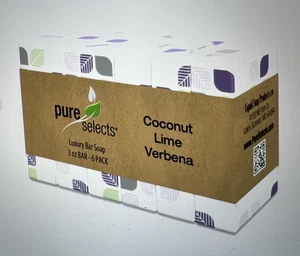 NEW Pure Selects Coconut Lime Verbena Oatmeal Bar Soap 6 Bar Lot, 3oz. each Bar - Picture 1 of 9