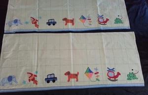 Par de cenefas de ventana Pottery Barn niños verde lima pálido animales cometa rana elefante - Imagen 1 de 13