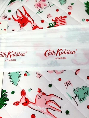 Cath Kidston London Cottage Pink Santa Deer Queen Quilt Cotton 90”x90”  NEW  - Image 1 of 4