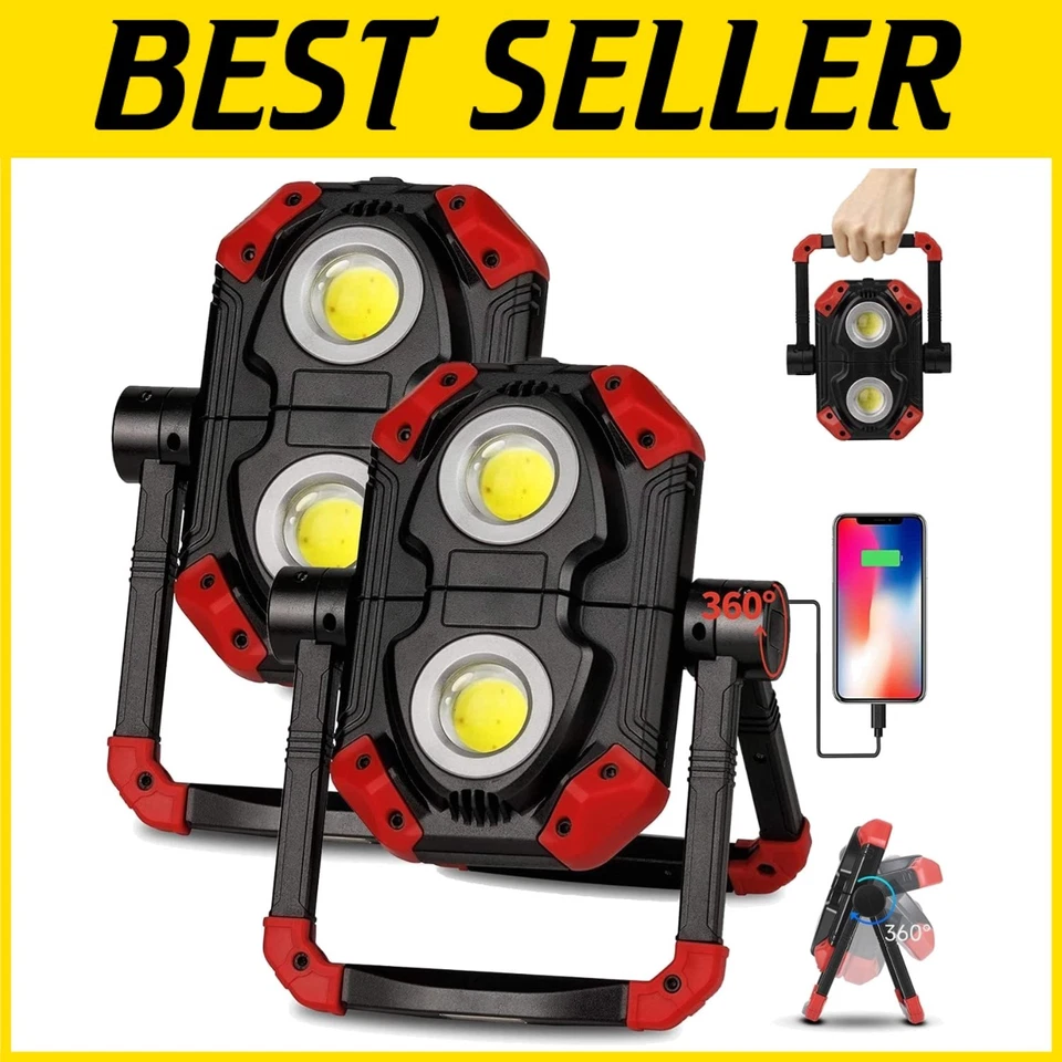 Garage and Camping LED Flood Light - 2 Pack, Rechargeable - Image 1 of 4