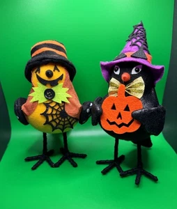 2021 Amici Piumati Halloween Tessuto Uccellini Walgreens? Zucca Gatto Nero 2 Pezzi - Foto 1 di 4