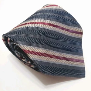 Hickey Freeman Blue Stripe Pattern Men's Italian Silk Necktie Jacquard Fabric - Picture 1 of 6