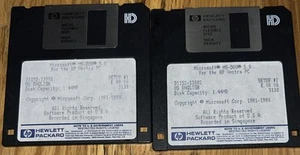 Microsoft MS-DOS 5.0 (2) 3.5 Floppy Setup Disks For Hewlett Packard HP Vectra PC - Picture 1 of 1