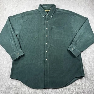 Vintage LL Bean Shirt Mens XL Button Up Corduroy Green Outdoor Nature Workwear - Picture 1 of 13