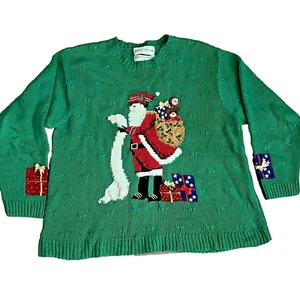 Vintage Marisa Christina Christmas Sweater Beads Bows Bell Wool  Angora Blend M - Picture 1 of 13