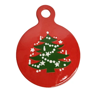 Waechtersbach W Germany Christmas Tree Trivet Red Green Round Paddle Wall Decor - Picture 1 of 3