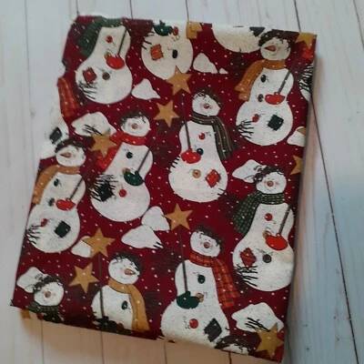Muñecos de nieve Country en bufandas y manoplas con estrellas tela de lunares rojo 2 yardas Foto 1 de 4