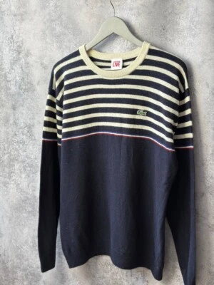 Lacoste Live 7 Wool Knit Striped Vintage Sweater Crew Neck Men's Size 7(XL-2XL) - image 1 of 4