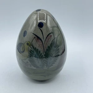 Vintage Tonala Mexico Egg Shape Floral Bird Handmade Pottery Mexican Folk Art - Picture 1 of 12