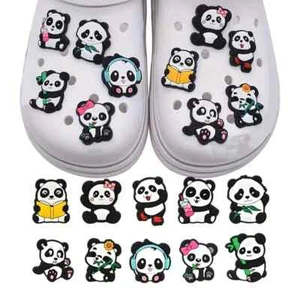 10PCS Panda Bear Shoe Crocs Sandals Bracelet Charm Decorations NEW Party Favors - Picture 1 of 3