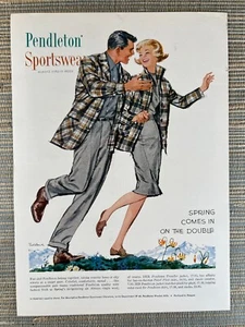 Pendleton Sportswear Wool Plaid Traveller Jacket Ted Rand 1960 Vintage Print Ad - Bild 1 von 1