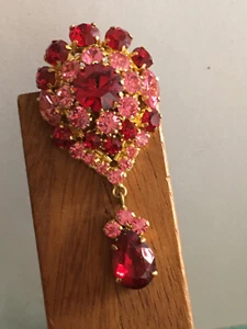 Broche Ancienne Vintage Dorée Rouger et Rose Pendant - Imagen 1 de 4