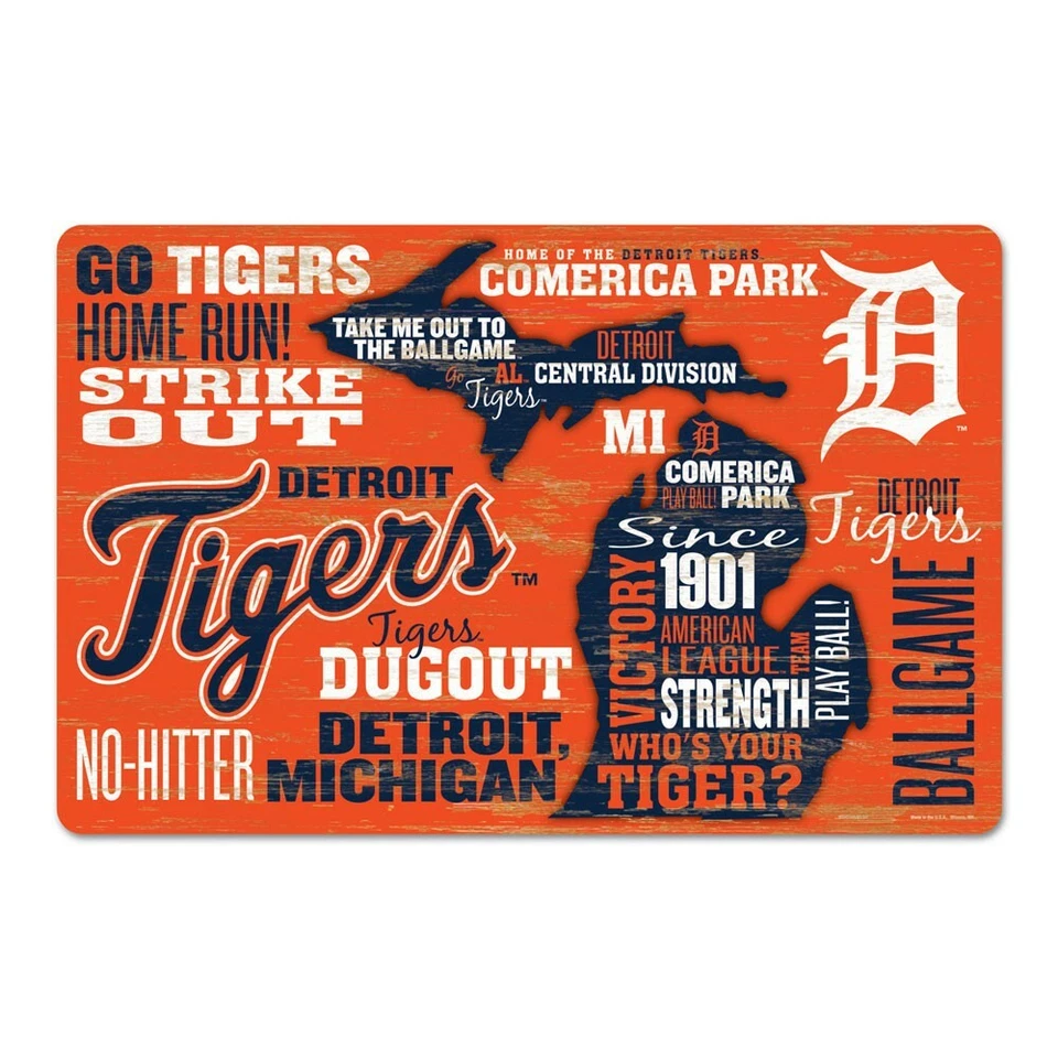 DETROIT TIGERS WHO'S YOUR TIGER? WORDAGE WOOD SIGN 11"X17'' NEW WINCRAFT - Image 1 of 1