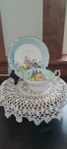 Vintage Foley Teacup & Saucer Blue Floral - Picture 1 of 3
