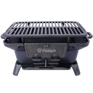 Oval Cast Iron Grill Outdoor Portable Charcoal Grill Tabletop Cast Iron Skillet - Picture 1 of 17