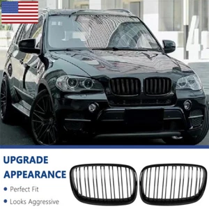 For 2007-2013 BMW E70 X5 E71 X6 Gloss Black Sport Front Hood Kidney Grille Grill - Picture 1 of 16