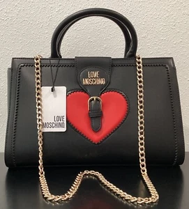Bolso Bandolera Love Moschino Corazón Rojo Negro Sintético 13" x 8.5" x 5" Cremallera - Imagen 1 de 13